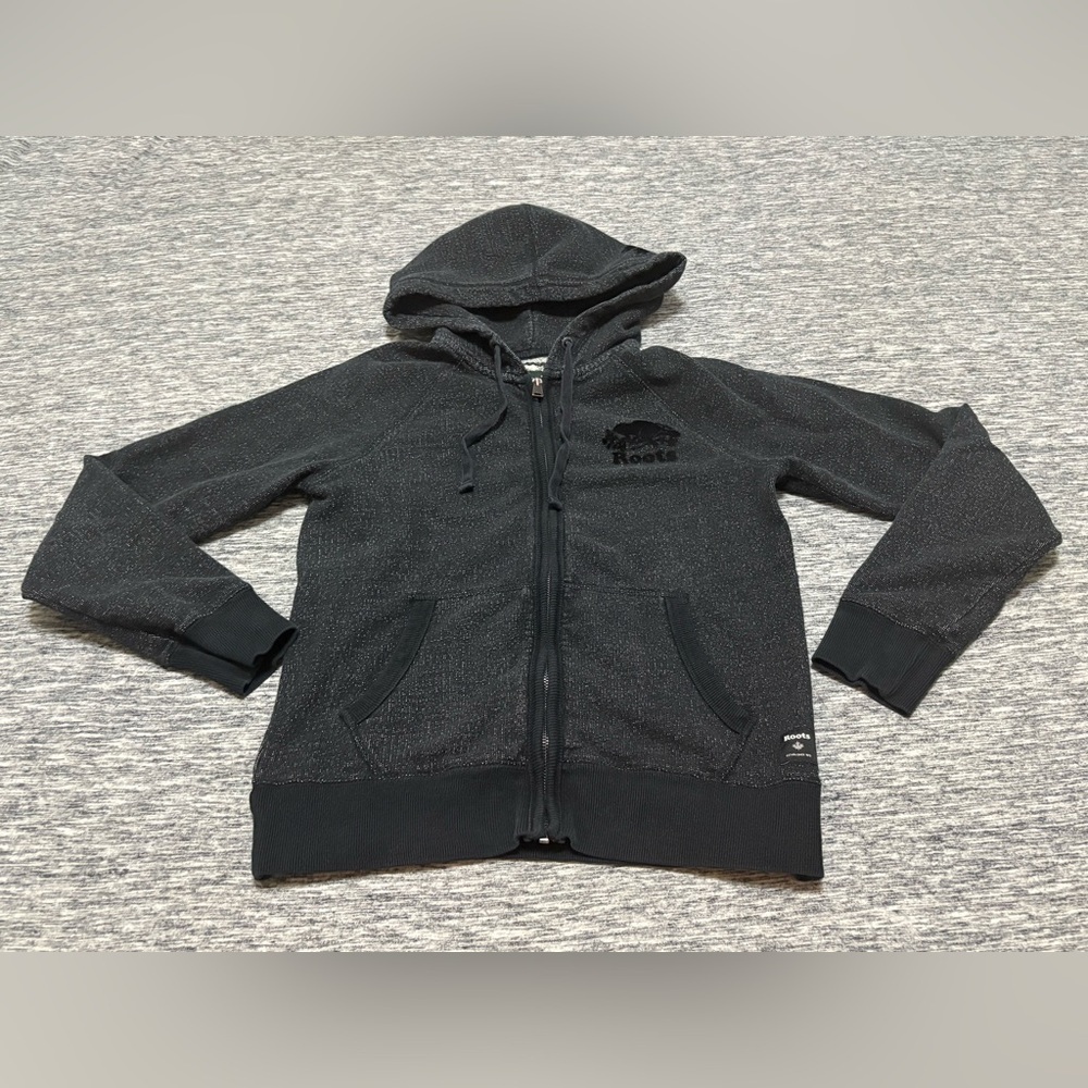 Roots Zip Up Hooded Sweater Size Small